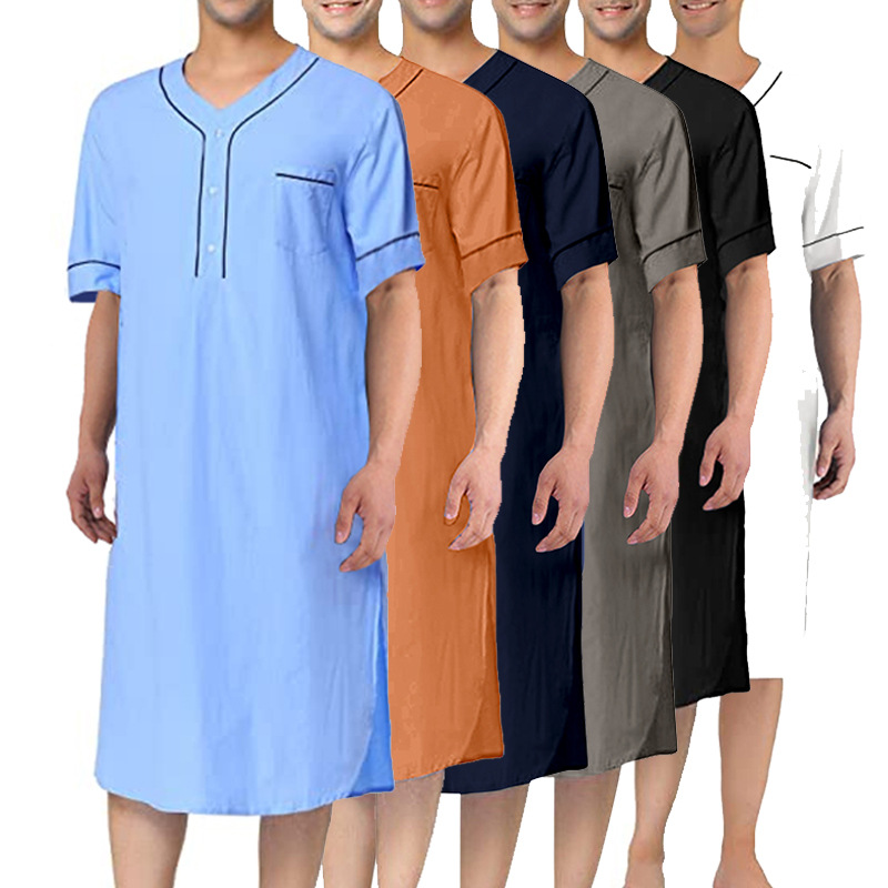 Summer House Clothing - قميص نوم رقيق بأكمام قصيرة للرجال