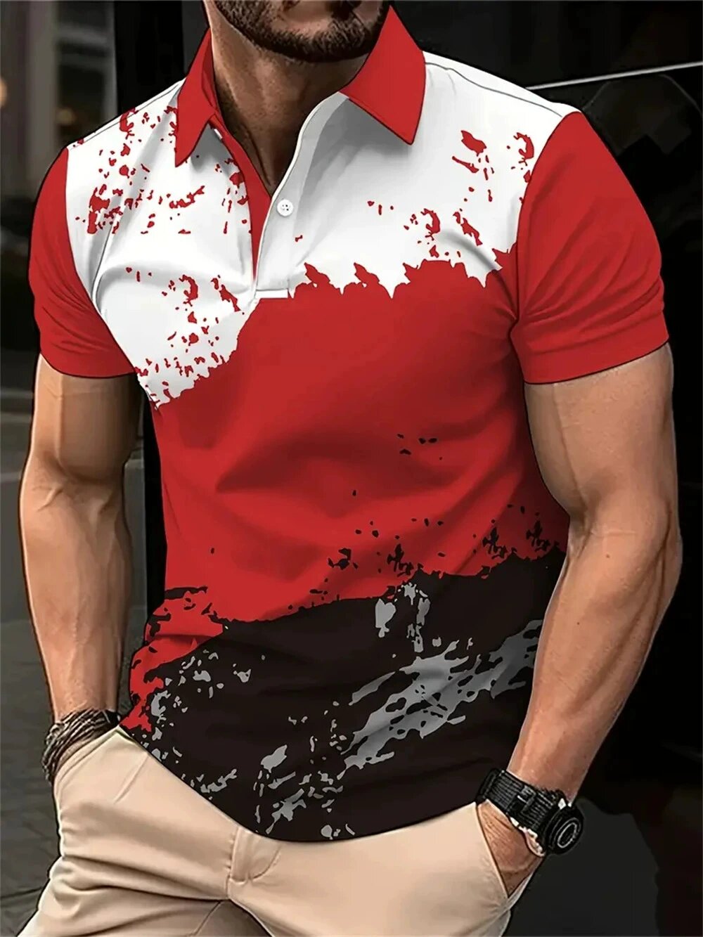 Summer Clothing Canada - قمصان بولو رجالية أنيقة بتصميم أوراق