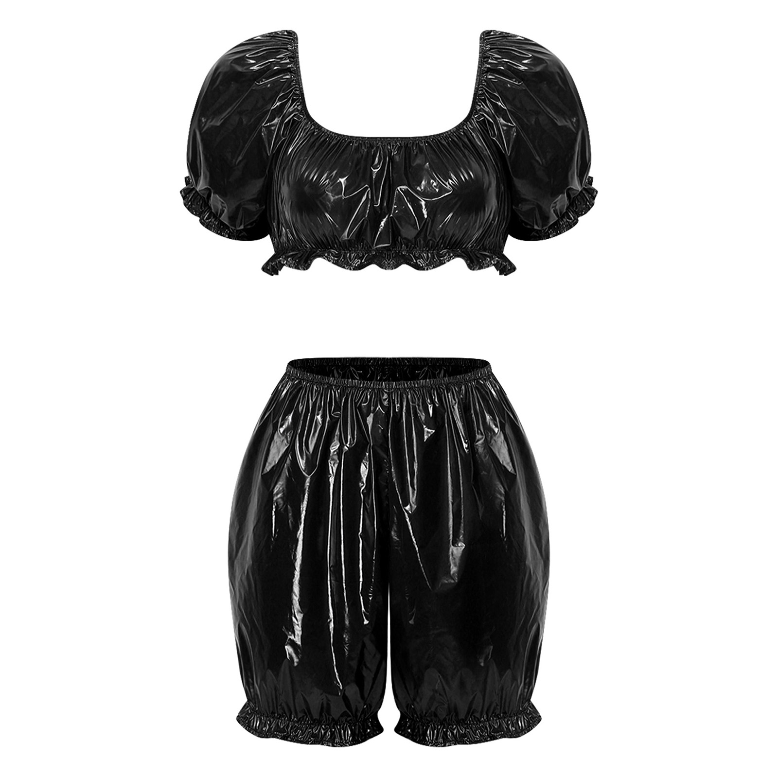 Summer Clothing Tops - ملابس نسائية من الجلد الصناعي اللامع،