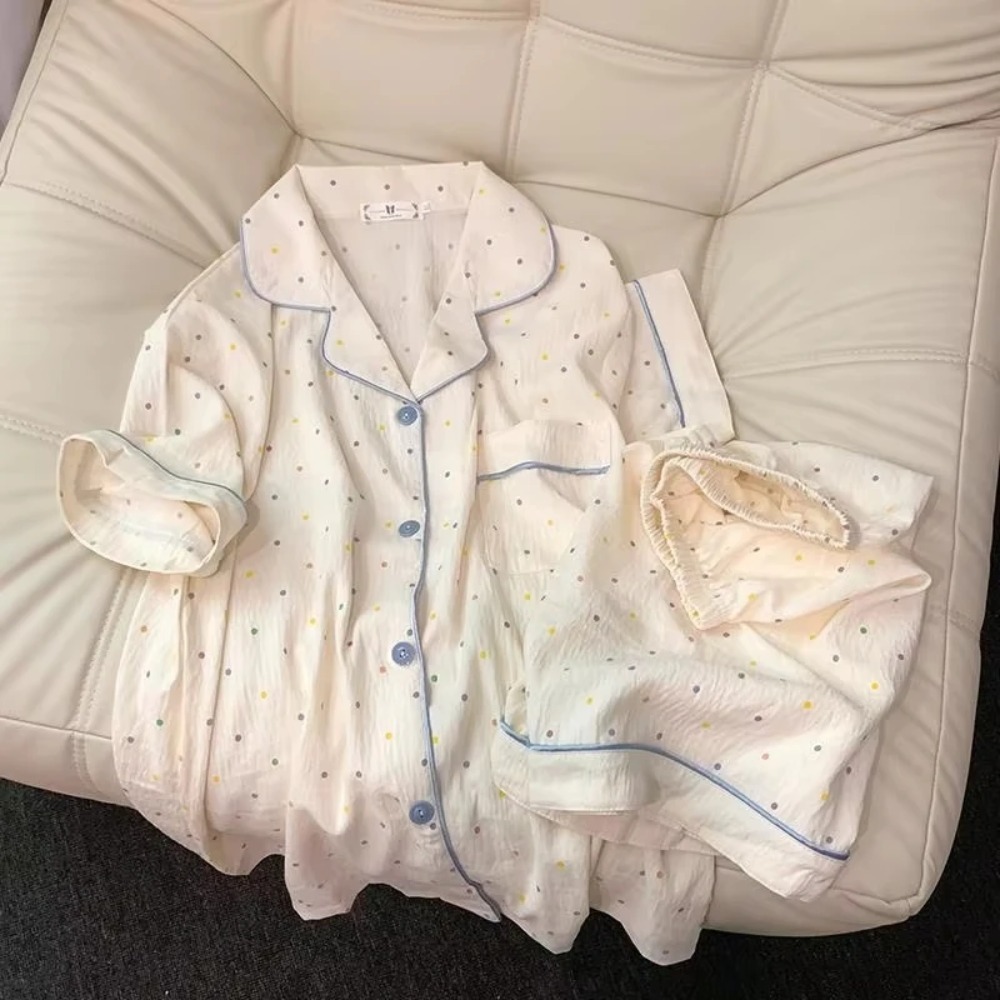 طقم بيجامة نسائية منقطة مطبوعة - مراجعة Summer House Clothing وسعره
