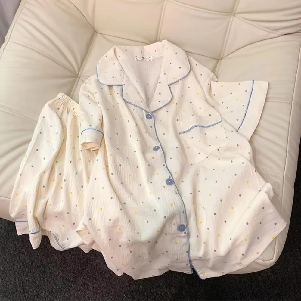 طقم بيجامة نسائية منقطة مطبوعة - مراجعة Summer House Clothing وسعره