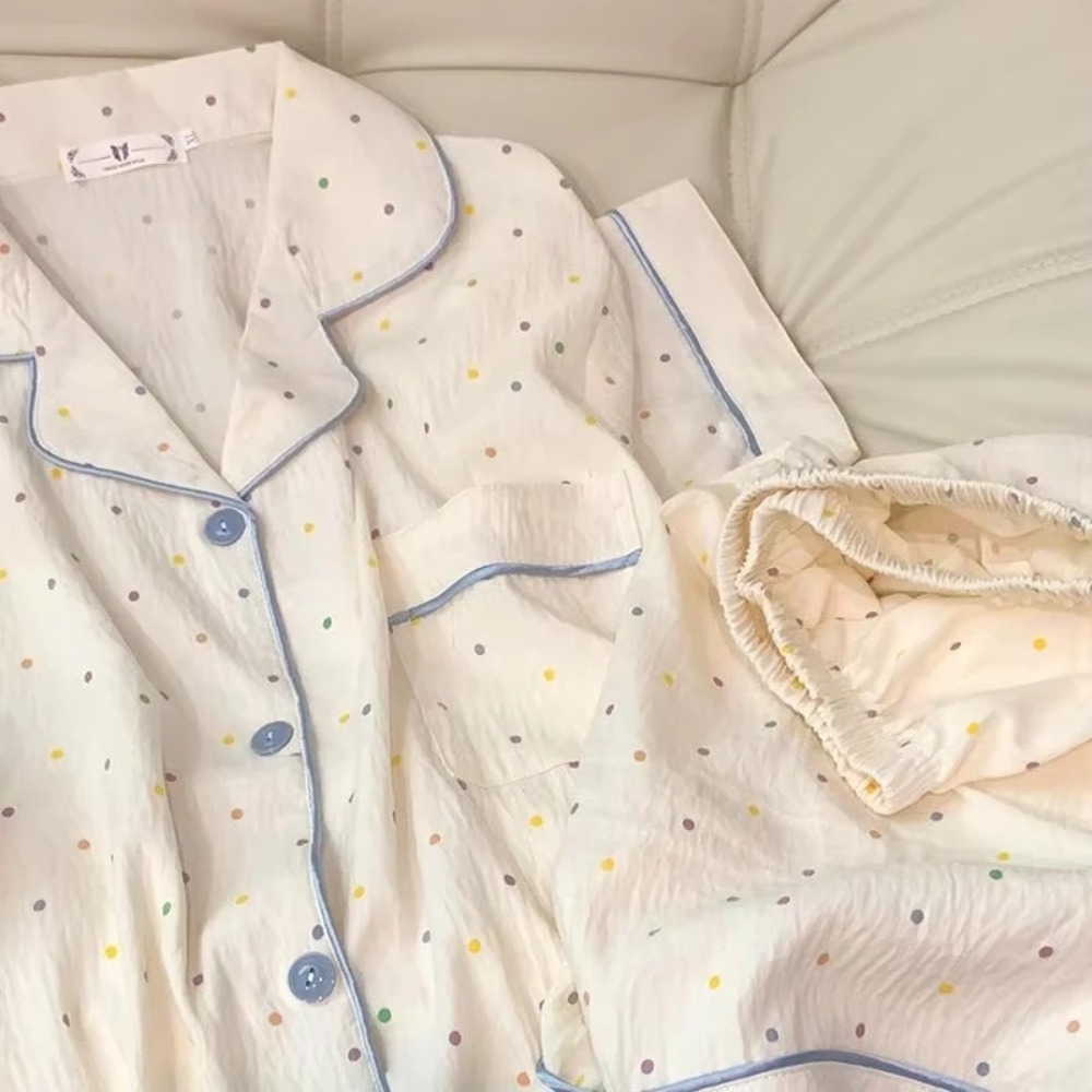 طقم بيجامة نسائية منقطة مطبوعة - مراجعة Summer House Clothing وسعره