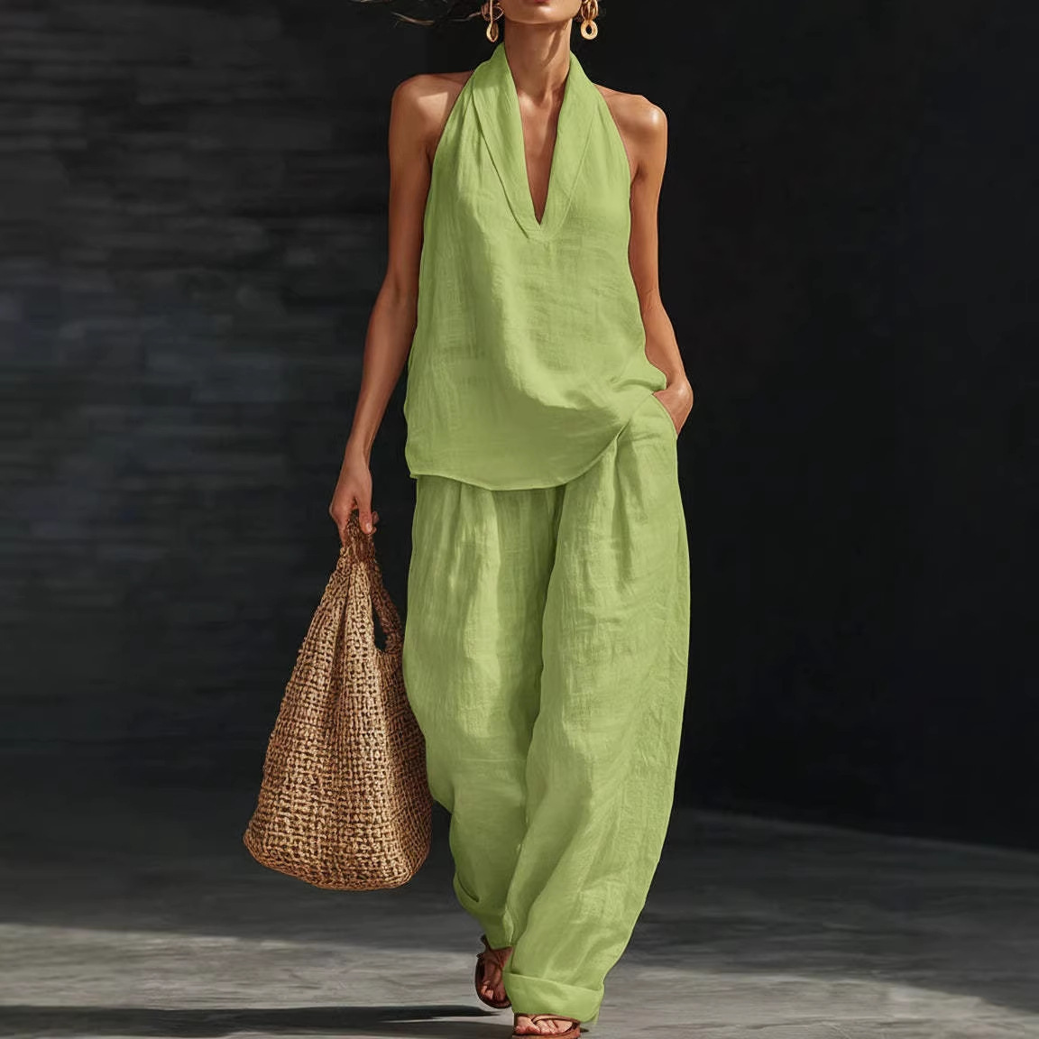 طقم صيفي من القطن والكتان بتصم - مراجعة Summer Linen Clothing For Women وسعره
