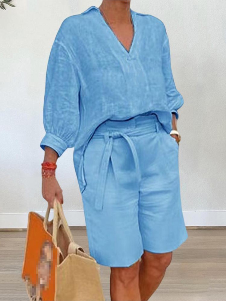 بدلات نسائية طقم مكون من قطعتي - مراجعة Summer Linen Clothing For Women وسعره