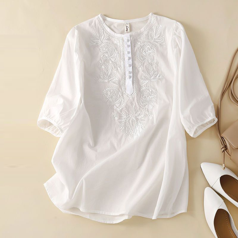 بلوزة نسائية من الكتان القطني  - مراجعة Summer Linen Clothing For Women وسعره