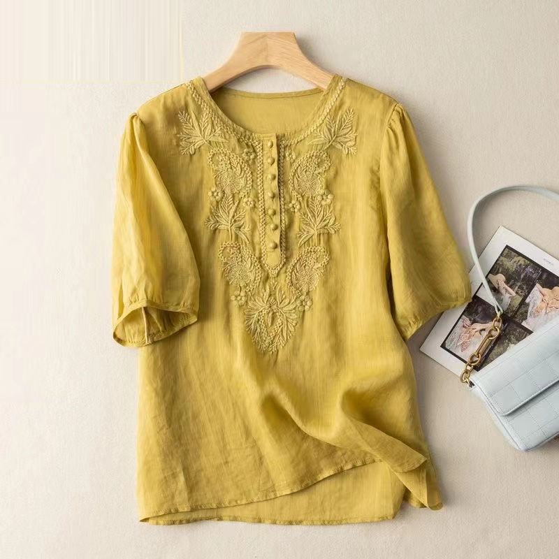 بلوزة نسائية من الكتان القطني  - مراجعة Summer Linen Clothing For Women وسعره